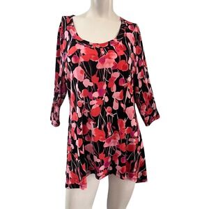Chaus New York XL Floral Tunic Top Blouse Fairy Bloomcore Boho Chic Festival